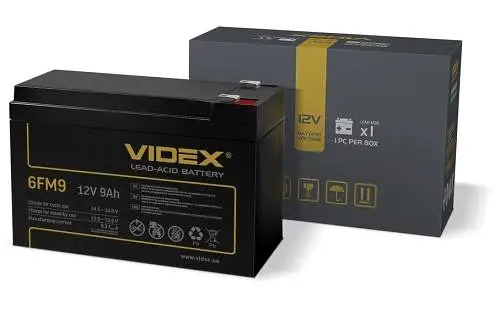 Батарея для ИБП 12В 9Ач Videx 6FM9, Black, 12V, 150x65x95 мм