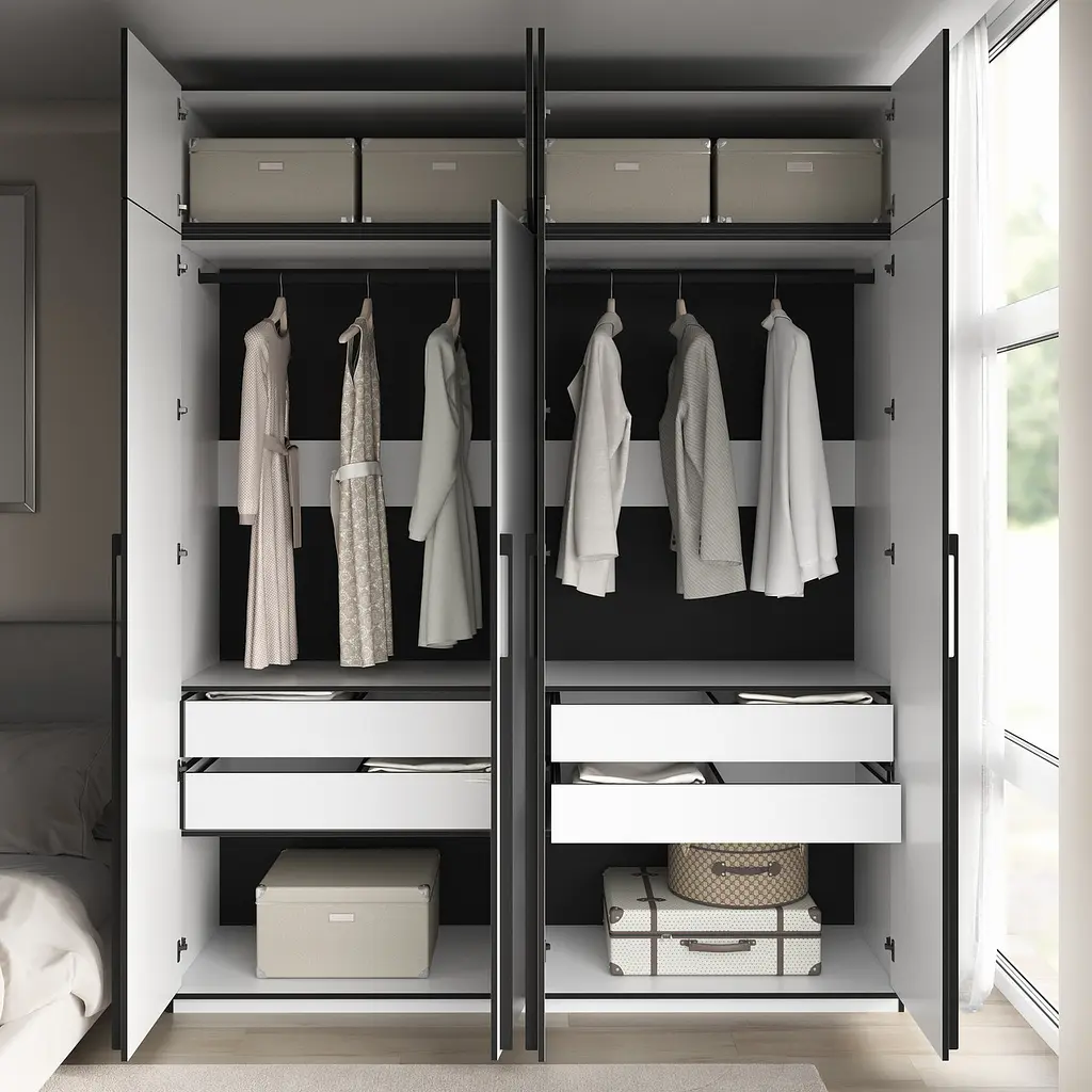 Шафа для одягу Flamecame у спальню з двома штангами на 4 двері FR-18 Бетон Темний - фото 6