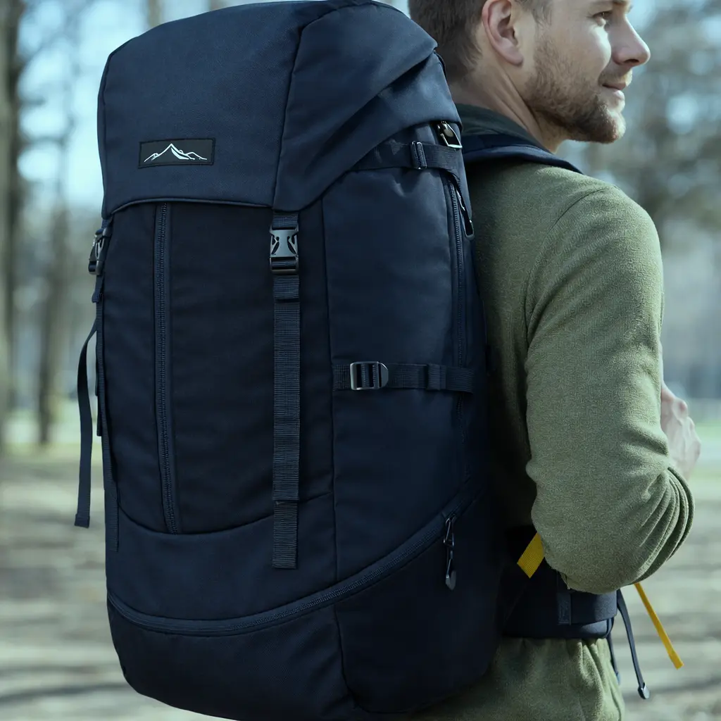 Легкий похідний, туристичний рюкзак з дощовиком 45L темно-синій Adventuridge sum0028865 - фото 3