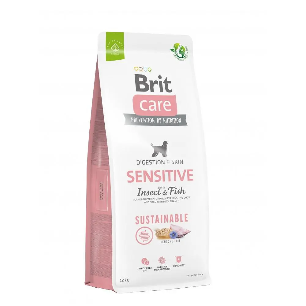 Сухий корм Brit Care Dog Sustainable Sensitive для собак з чутливим травленням, з рибою і комахами 12 кг (арт.172189/559190)