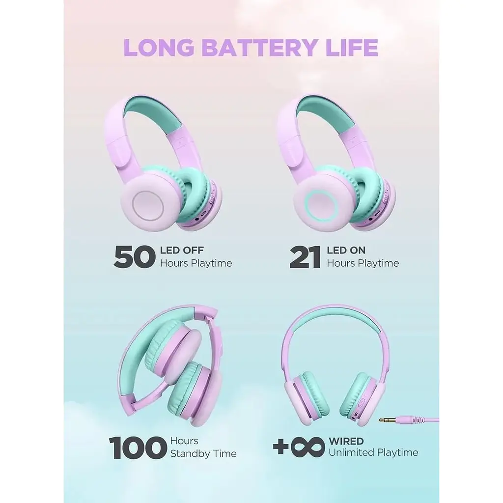Бездротові навушники Biggerfive Bluetooth для дітей із 7 світлодіодними лампами - фото 4