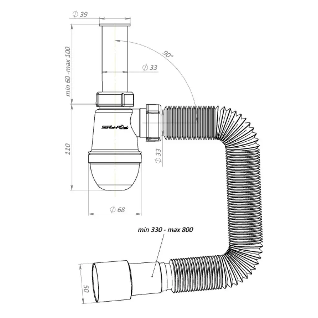 Напівсифон SantehPlast LN-00.06 G 1 1/4" Лотос-міні з гнучкою трубою 32х40/50 30412 - фото 3