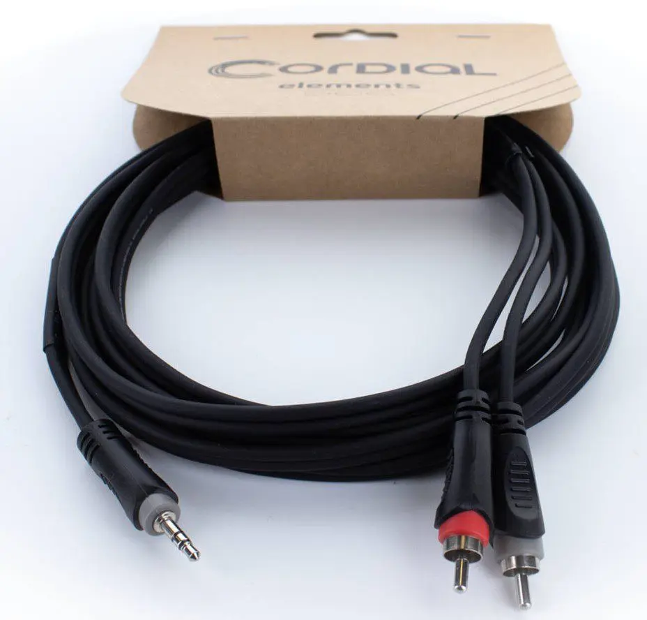 Коммутационный кабель mini Jack 3,5 stereo — 2x RCA 1.5м Cordial EY 1,5 WCC