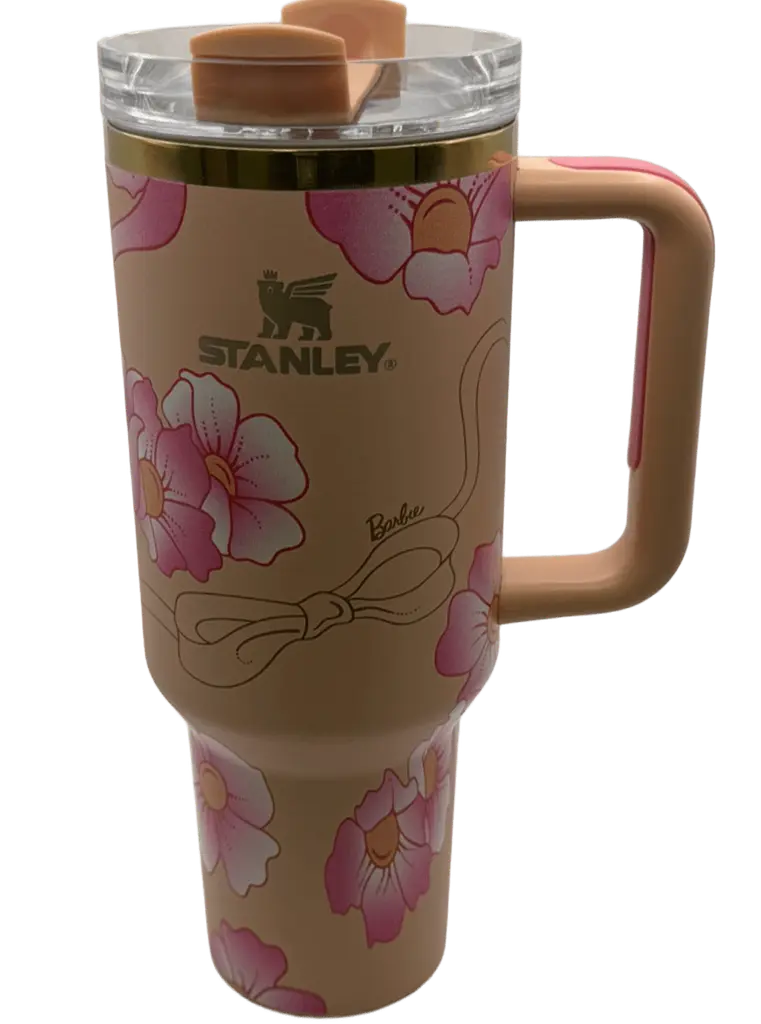 Термос термокружка Stanley Quencher H2.0 Tumbler из нержавеющей стали 1,18 л Peach Flower Barbie KT7001984 - фото 5