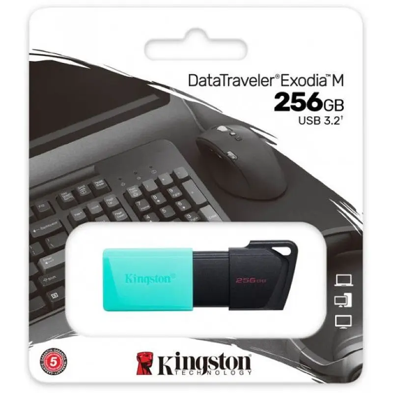 Флеш Kingston Exodia M 256 ГБ Black/Teal (DTXM/256GB) - фото 6