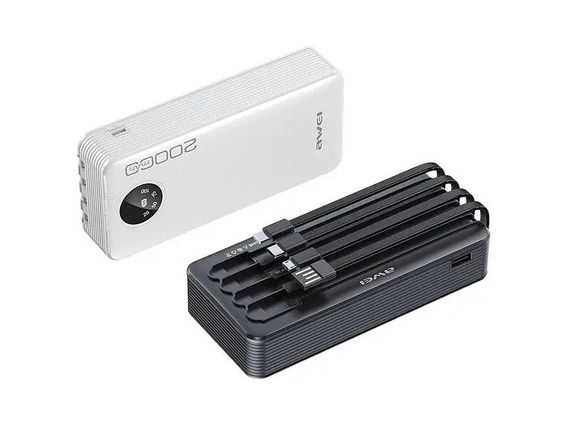 Зовнішній акумулятор (Power Bank) Awei P134K 20000mAh 4 in 1 Black - фото 2