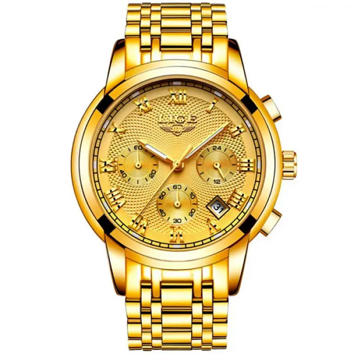 Мужские наручные часы Lige Royal Gold - фото 2