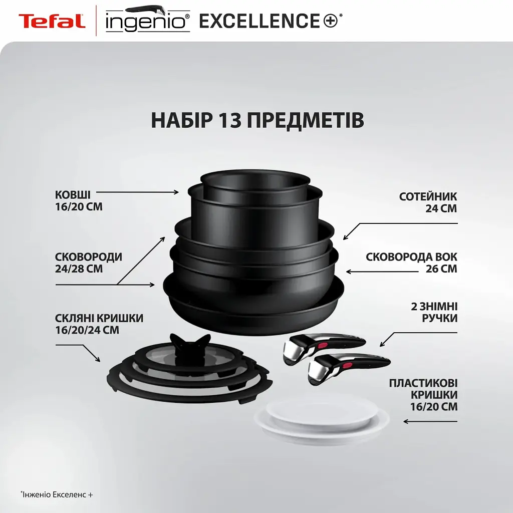Набір посуду Tefal Ingenio Excellence+, 13 предметів, чорний (P0009753) - фото 4