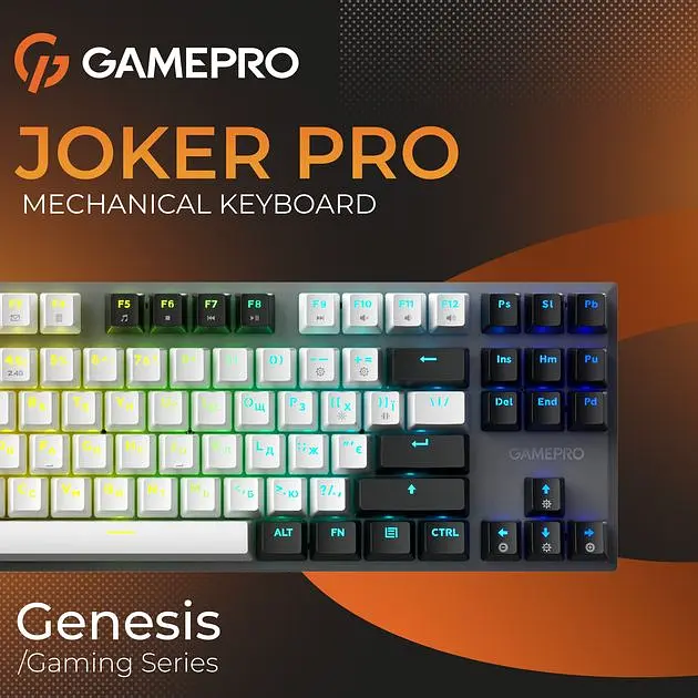 Клавіатура бездротова GamePro Genesis Joker Pro 87% Wireless/Bluetooth/USB Gray (MK124G Pro) - фото 6