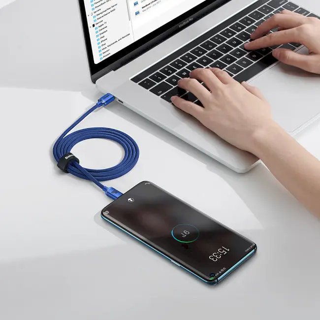 Кабель Baseus Crystal Shine Series Fast Charging Cable Type-C to Type-C 100W 1.2m CAJY000603 Blue - фото 7