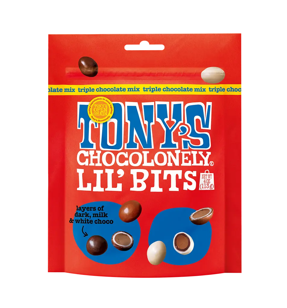 Драже Tony's Chocolonely Lil' Bits потрійний шоколадний мікс 113г