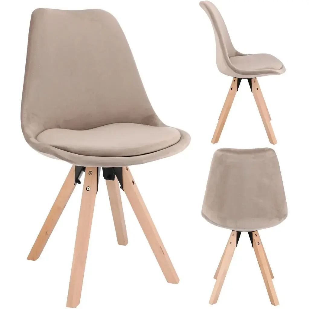 Туалетный столик Jumi Scandi с зеркалом (кожаные ручки) белый + стул Saida бежевый - фото 6