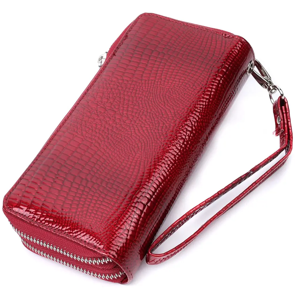 Фактурний клатч на два відділення з лакованої натуральної шкіри ST Leather 22692 червоний - фото 6