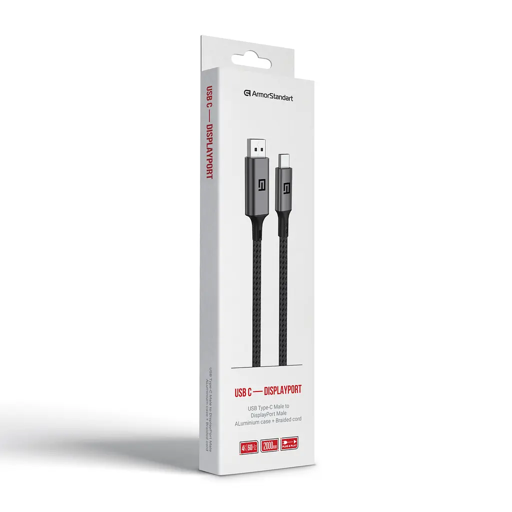 Кабель ArmorStandart USB Type-C to Displayport 4K 60Hz 2m Black (ARM76892) - фото 2
