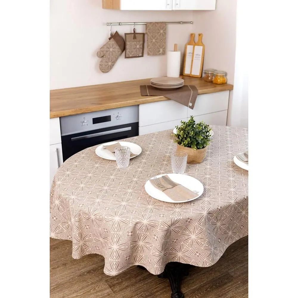 Скатертина Прованс Кориця овальна 133х240 см коричнева (41205) - фото 4