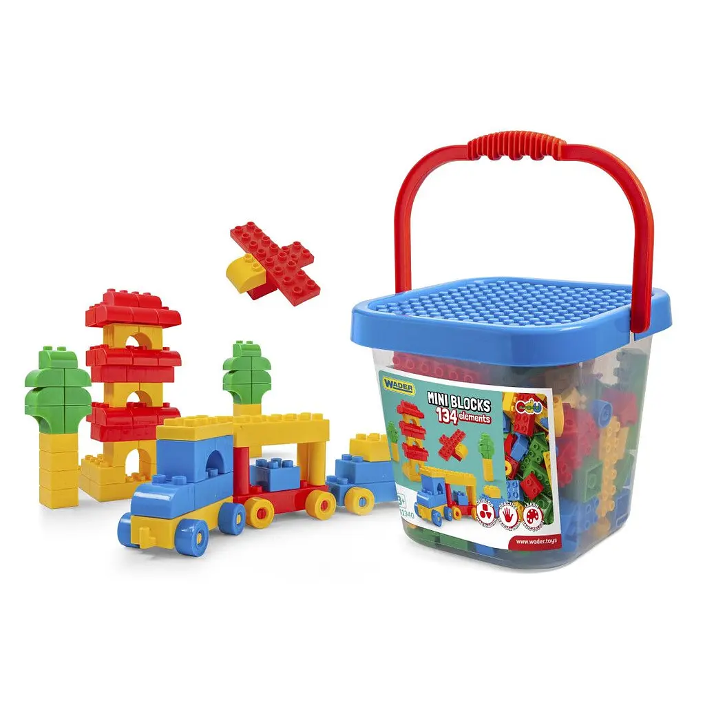 Конструктор в большом ведре Wader Mini Blocks, 134 элемента (41340) - фото 3