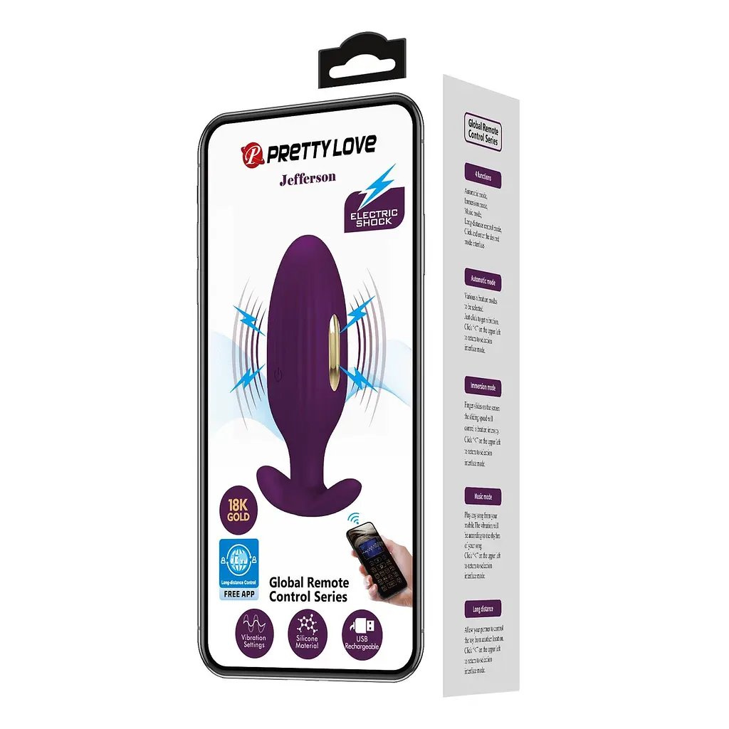 Анальна пробка PRETTY LOVE Jefferson, 12 vibration functions 3 electric shock functions PRETTY LOVE BI-040083HP-1 101650 - фото 4