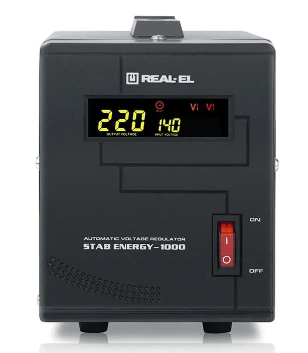 Стабилизатор напряжения Real-EL Stab Energy-1000 Black 800 Вт (EL122400012) - фото 7