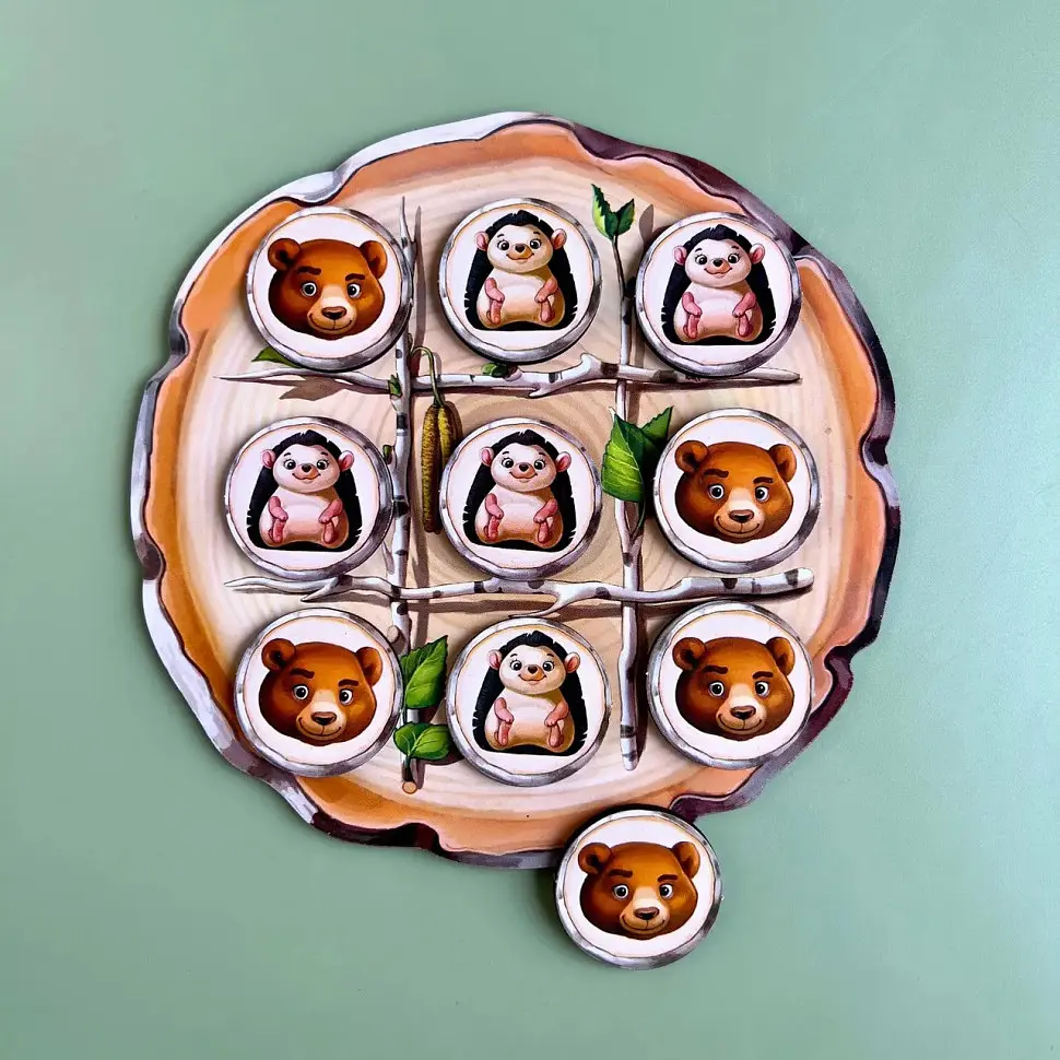 Деревянная настольная игра Крестики-нолики Ubumblebees (ПСД159) PSD159 ежик и медведь - фото 4