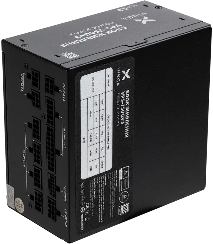 Блок живлення Vinga 750W 80+ Gold Black (VPS-750GV3) - фото 4