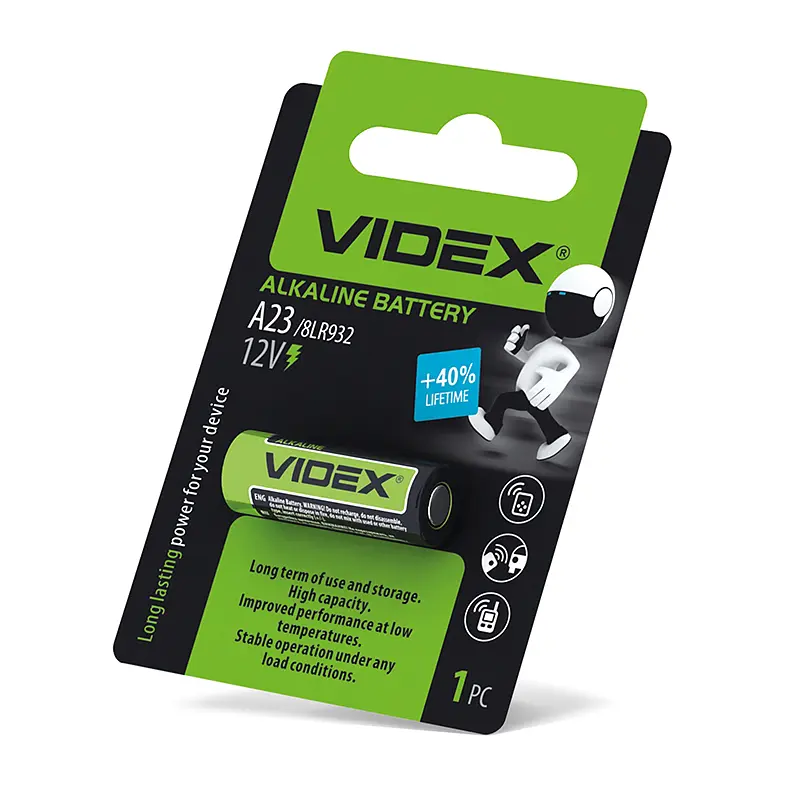 Батарейка лужна Videx А23/Е23А 1шт BLISTER CARD VIDEX (24236-000) - фото 2