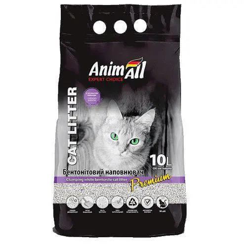 Бентонитовый наполнитель AnimAll Premium Lavender с ароматом лаванды для кошек 10 л. - фото 1
