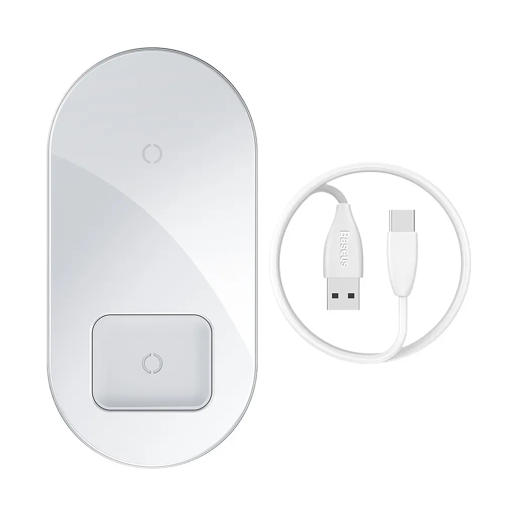 Беспроводное зарядное устройство для Baseus Simple 18W 2 in 1 Белый (WXJK-02) - фото 4