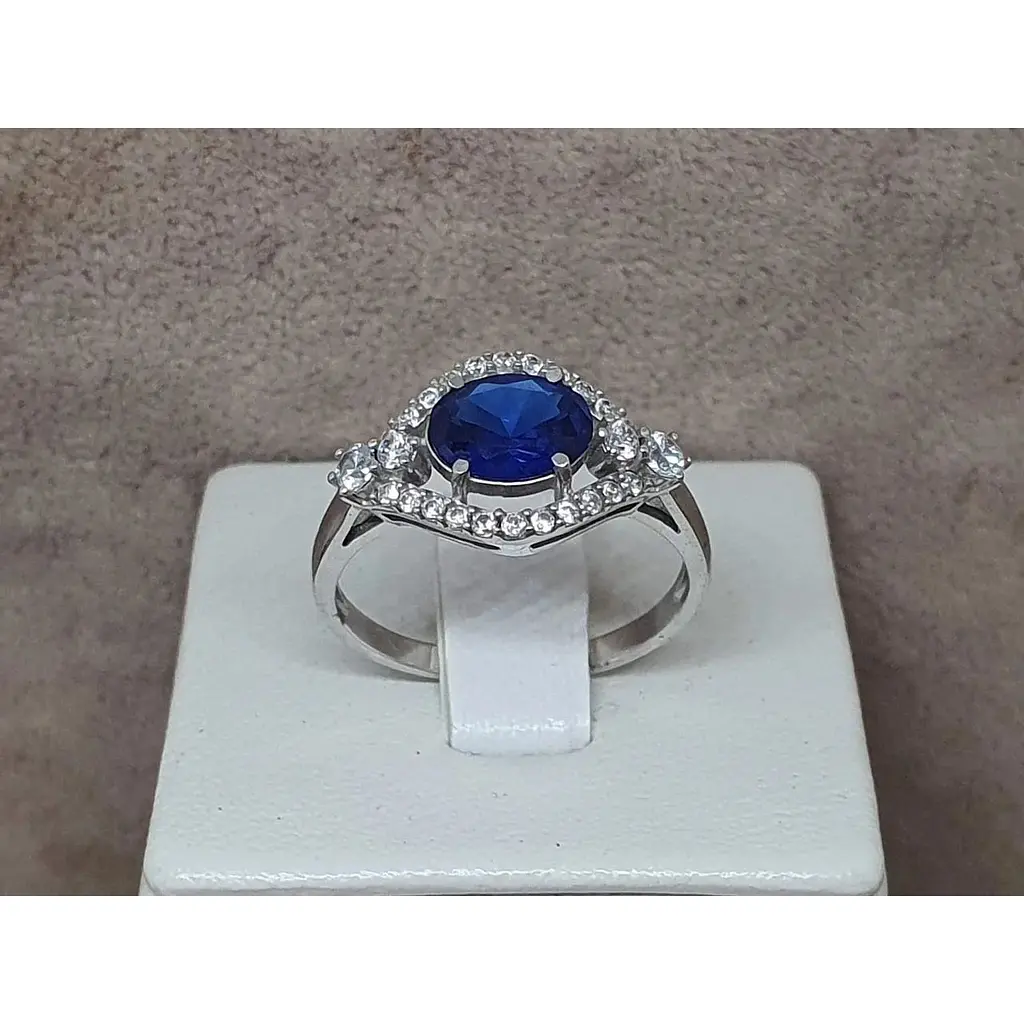 Срібне кільце Агні Прага з сапфіром. 1579/9р-HSPH 18,5 - фото 4