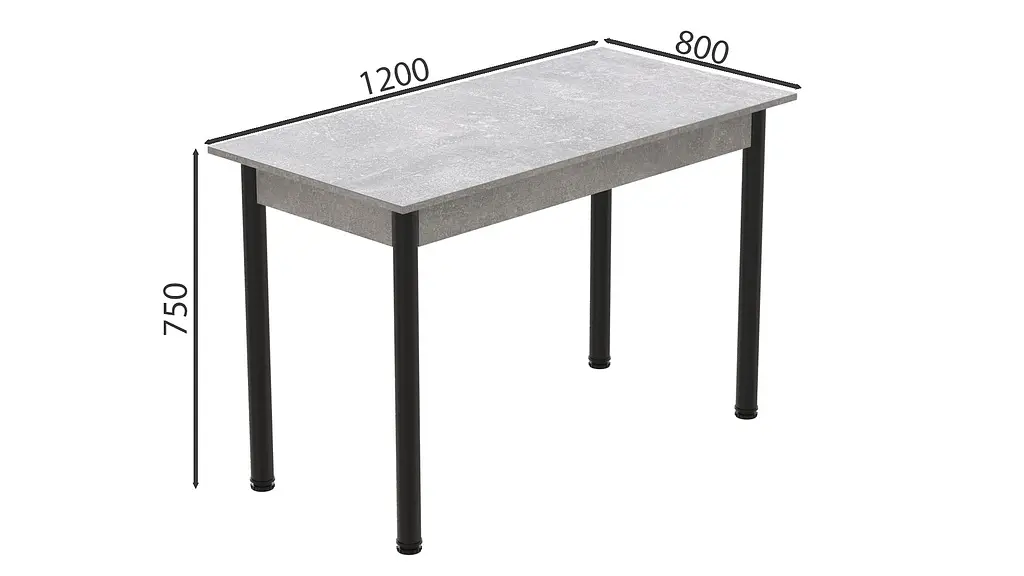 Стол кухонный Ferrum-decor Бенита 75x120x80 Черный ДСП Бетон 16мм (FRD-105572) - фото 4