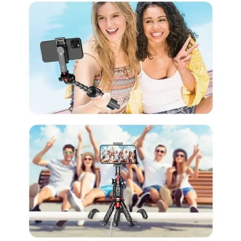 Штатив RTAKO C03 Octopus Extendable Tripod Selfie Stick (with Detachable Phone Holder) Black (6942063212416) - фото 3