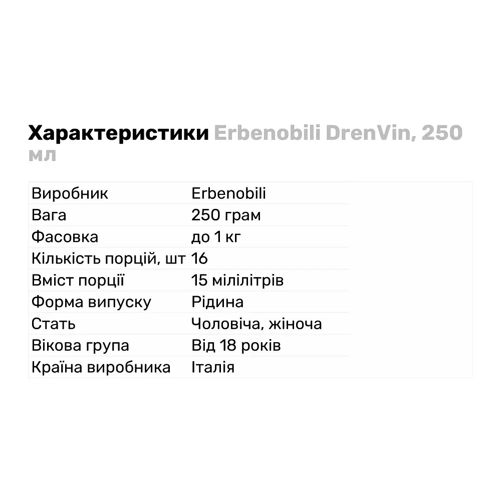 Натуральна добавка Erbenobili DrenVin 250 мл - фото 2