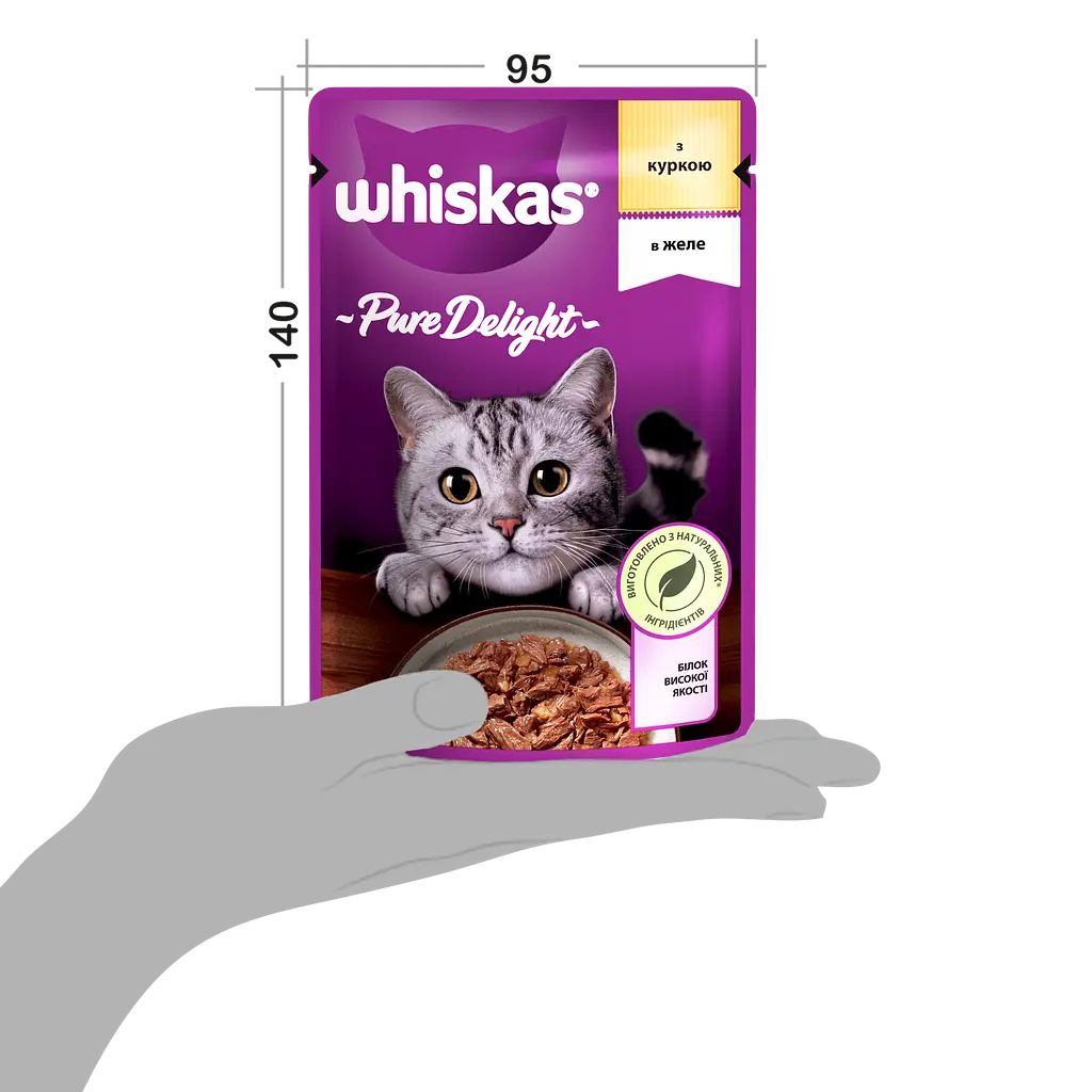 Вологий корм для котів Whiskas Pure Delight з куркою в желе 2.38 кг (28 шт. х 85 г) - фото 8