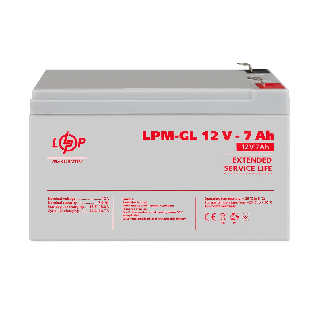 Аккумулятор гелевой LPM-GL 12V - 7 Ah - фото 2