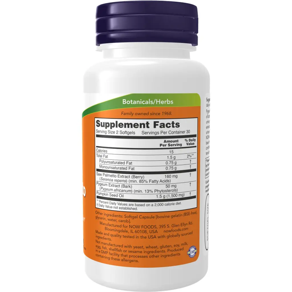 Чоловіче здоров'я Now Foods Pygeum & Saw Palmetto 25/80 мг 120 капсул - фото 2
