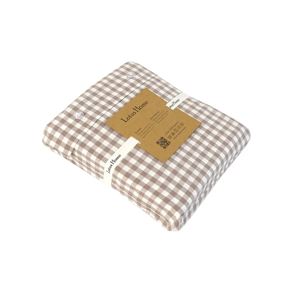 Постельное белье Lotus Home - Checked Gingham кофе семейный - фото 2