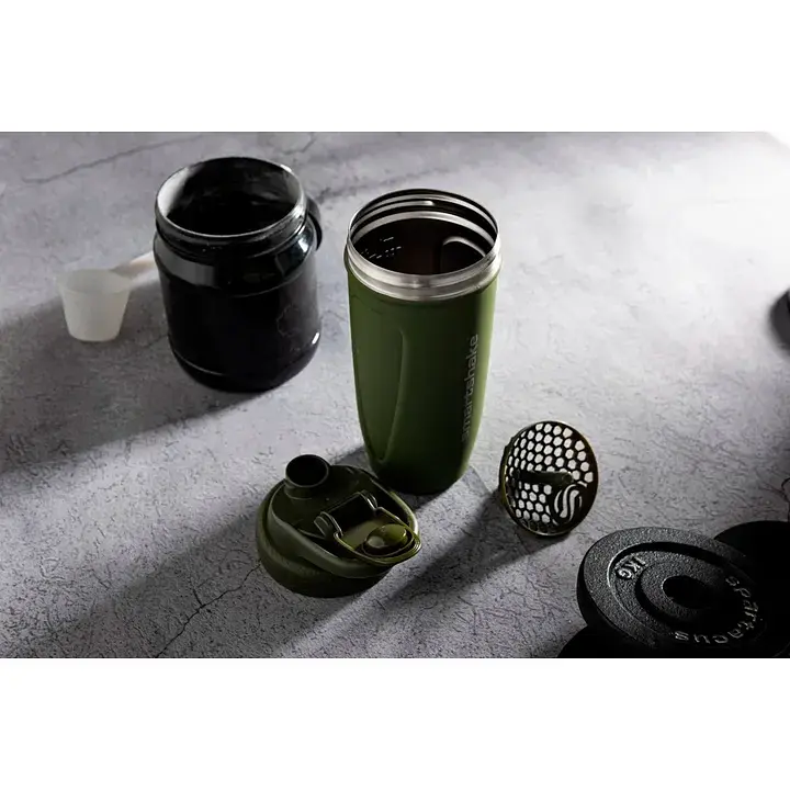 Шейкер спортивный Smart Shake Reforce Stainless Steel Army Green 900 мл - фото 3
