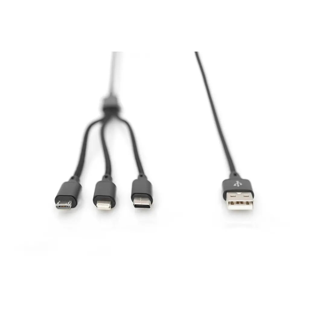Дата кабель USB 2.0 AM to Lightning + Micro 5P + Type-C 1.0m charge only Digitus (AK-300160-010-S) - фото 6