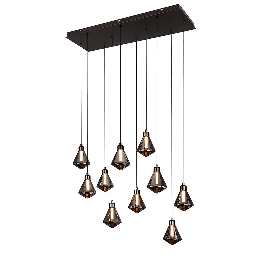 Стильний підвісний LED світильник для кухні Levistella 999103F-10 BK+SM на 10 плафонів 20W - фото 3