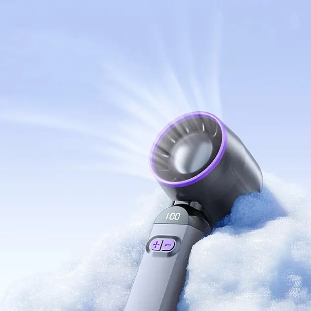 Вентилятор портативний настільний ручний Handheld fan LY-937 із вбудованим акумулятором та з цифровим дисплеєм, 5 швидкостей - фото 2