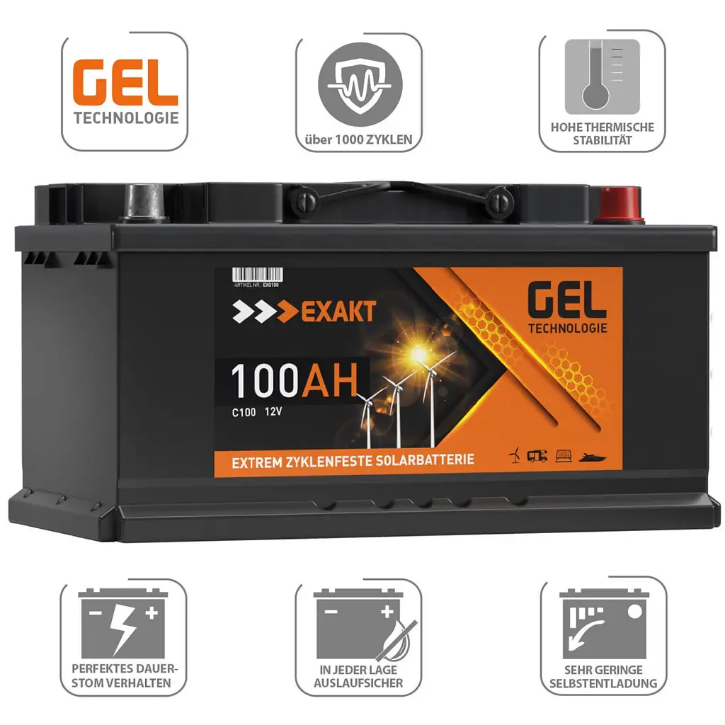 Акумулятор гелевий EXAKT C100 Solar Batterie 100Аh/12V GEL - фото 3