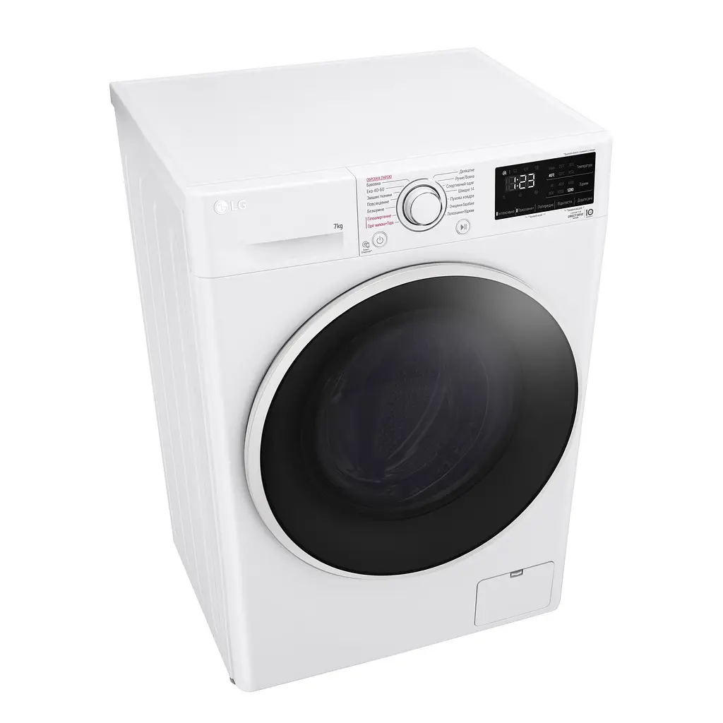 Пральна машина LG фронтальна, 7кг, 1200, A+++, 48см, дисплей, пара, інвертор, білий (F2V3HS7WW) - фото 7