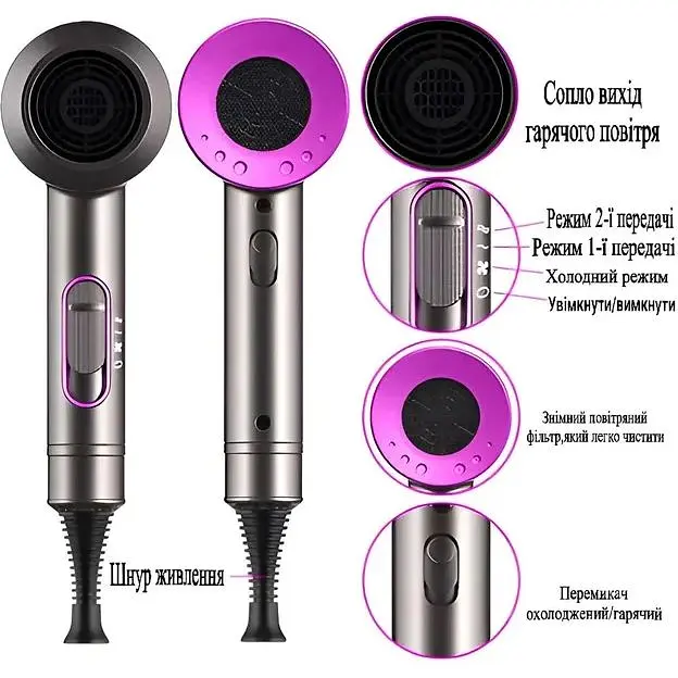 Фен для волос Hair Dryer 1800 W с защитой от перегрева и ионизацией воздуха - фото 6