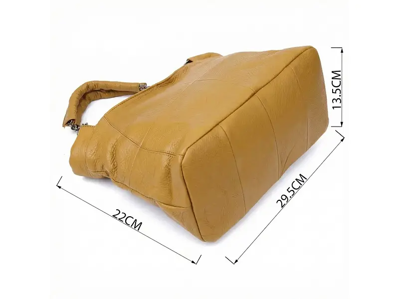 Практична жіноча сумка з натуральної шкіри 22991 жовта 29,5×22×13,5 см Vintage sum0029132 - фото 7