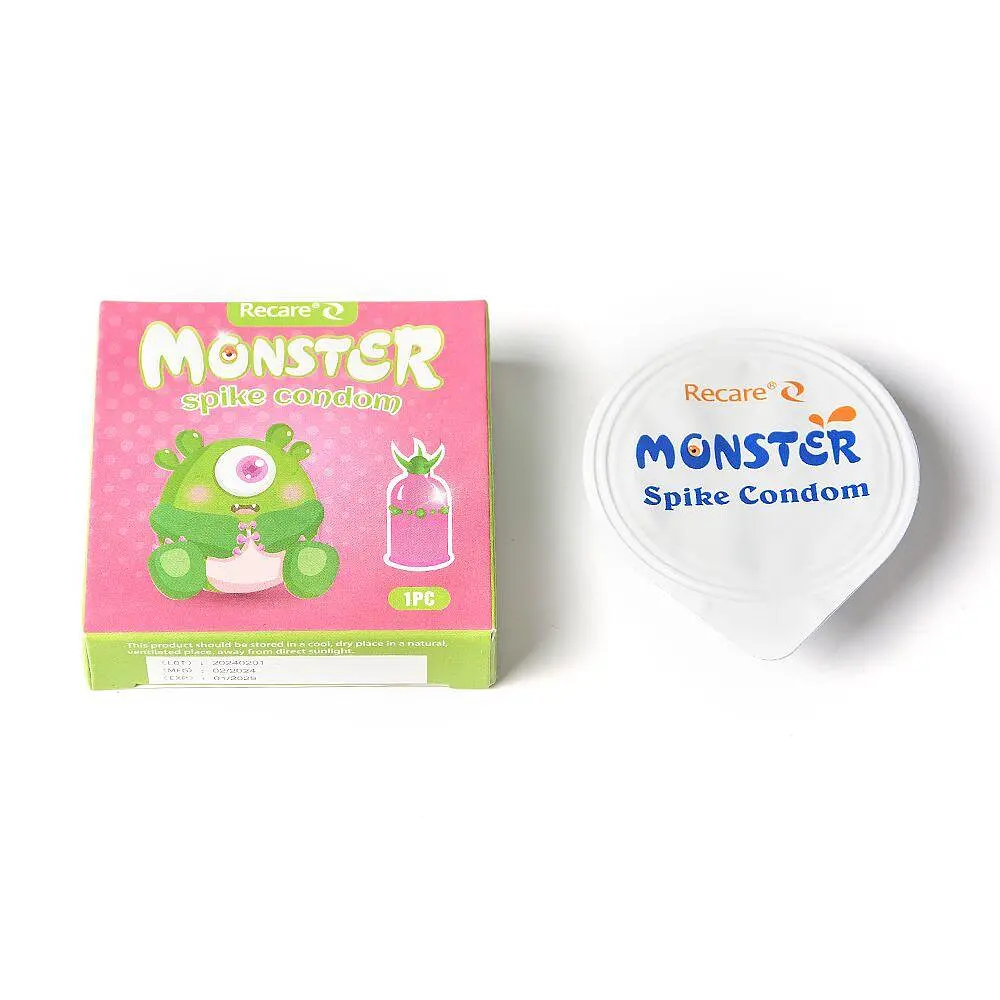 Насадка на член Recare Green Monster Spike Condom (презерватив з рядом кульок і вусиками на кінчику) - фото 4
