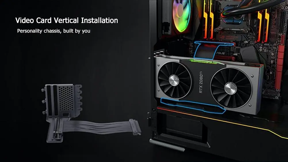 Тримач для відеокарти Phanteks металевий PCI 3.0 Black (PH-VGPUKT_02-1) - фото 8