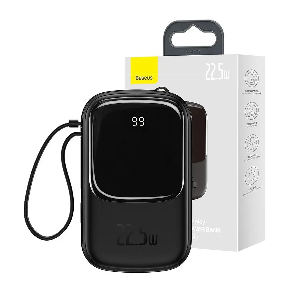 Внешний аккумулятор Baseus Qpow 20000 mAh 22.5w встроенный кабель USB-C (PPQD-I01) черный - фото 7