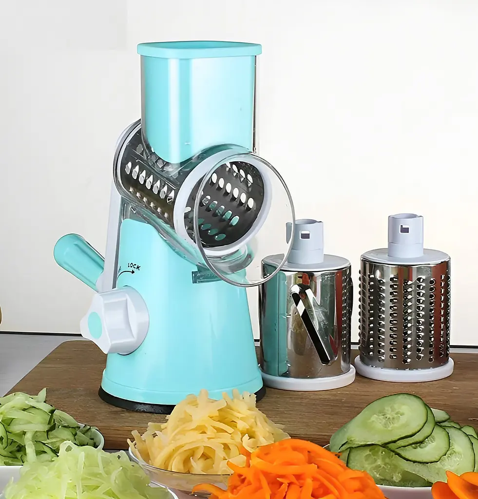 Універсальна ручна овочерізка подрібнювач терка мультислайсер, Kitchen Master Блакитний 85796 - фото 2