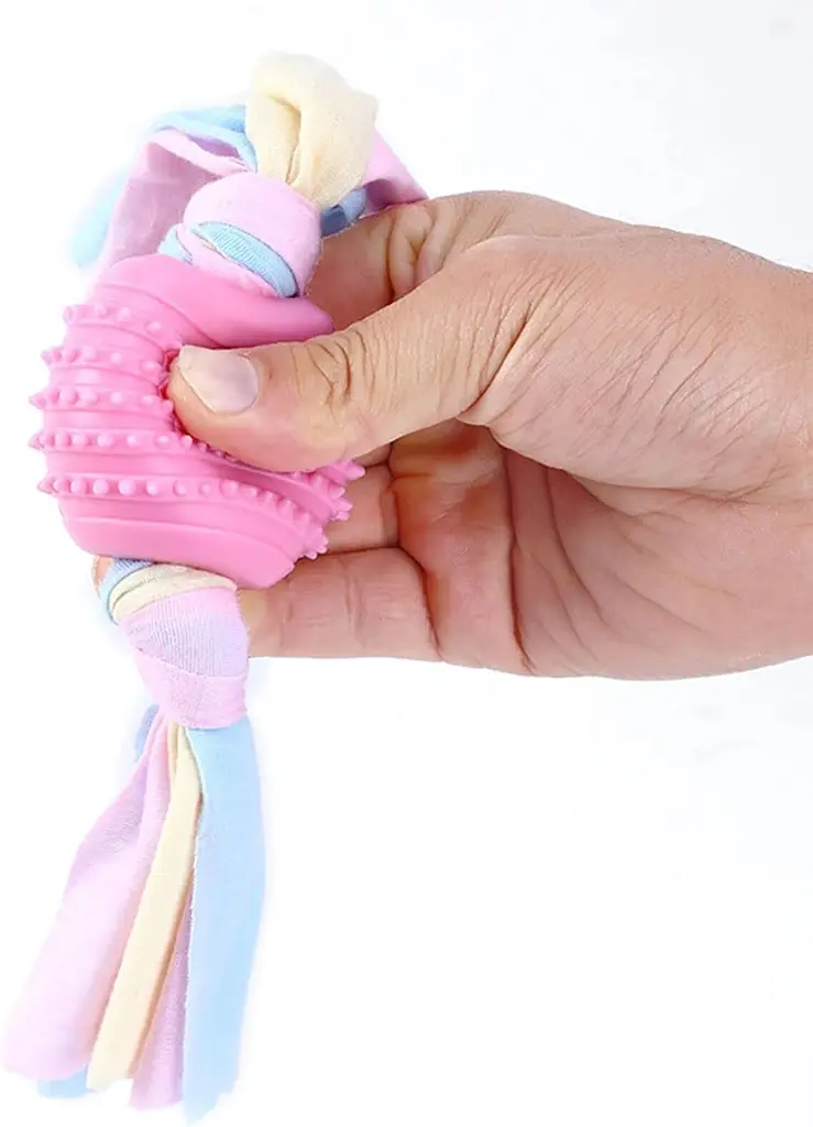 Жувальна іграшка для собак Derby Ribbed ball with cotton rope - фото 2