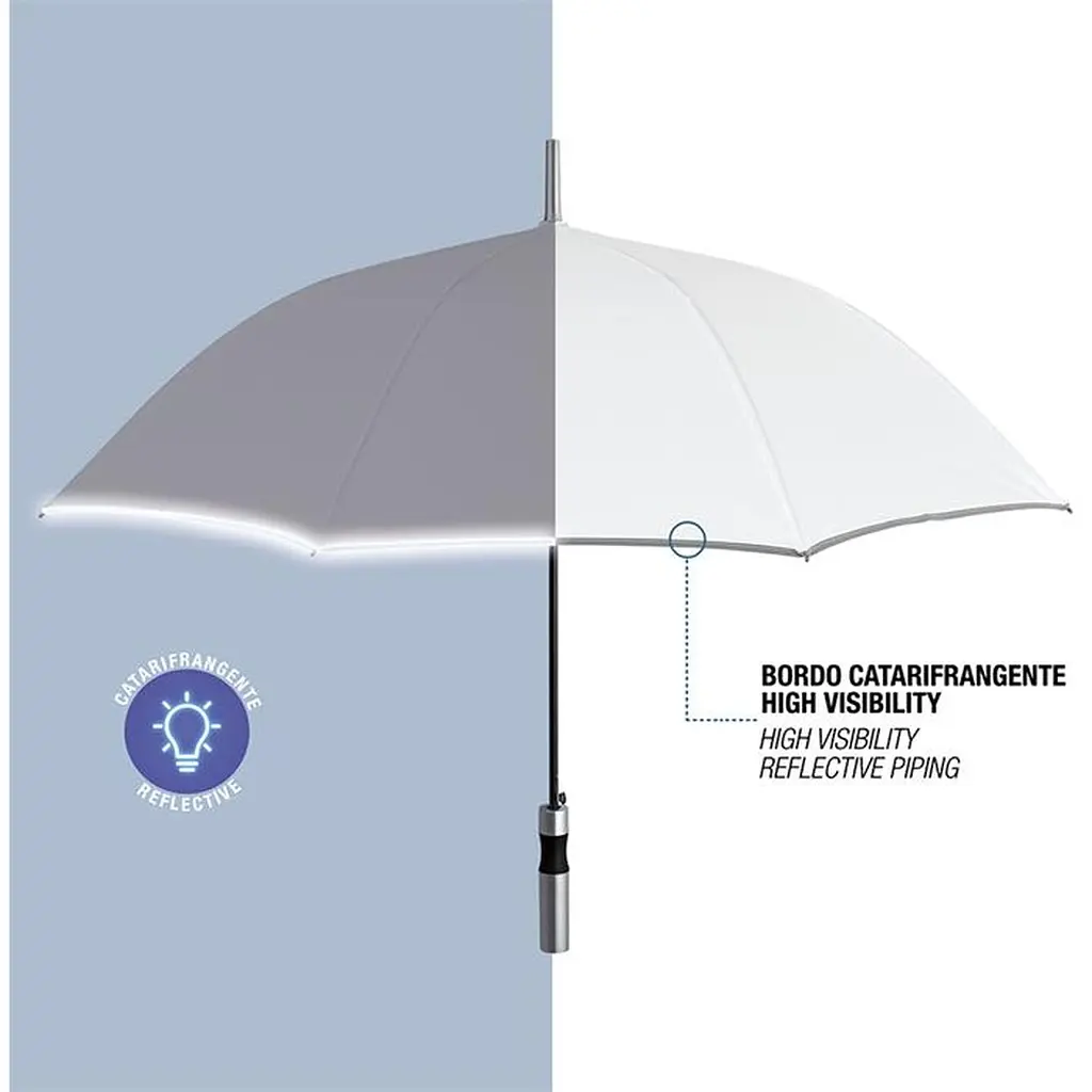 Зонтик-трость Perletti Reflecting с системой антивитер белый (P96014-04) - фото 2