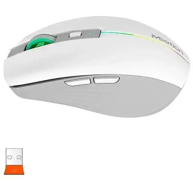 Компьютерная мышь Mееtion BTM002 RGB 1000-1200-1600 dpi 6 кнопок USB 2.4G беспроводная игровая белая - фото 4